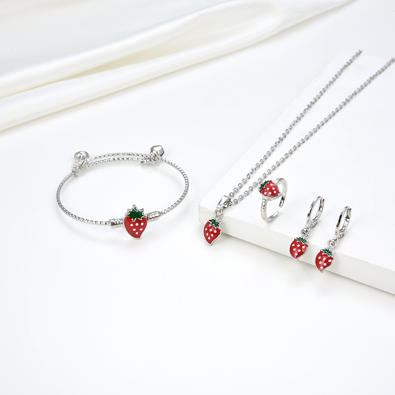 Agate 62S Set Perhiasan Titanium Anak Wanita Anti Lapis Emas Karat Isi Love Silver Dan Tidak Luntur 