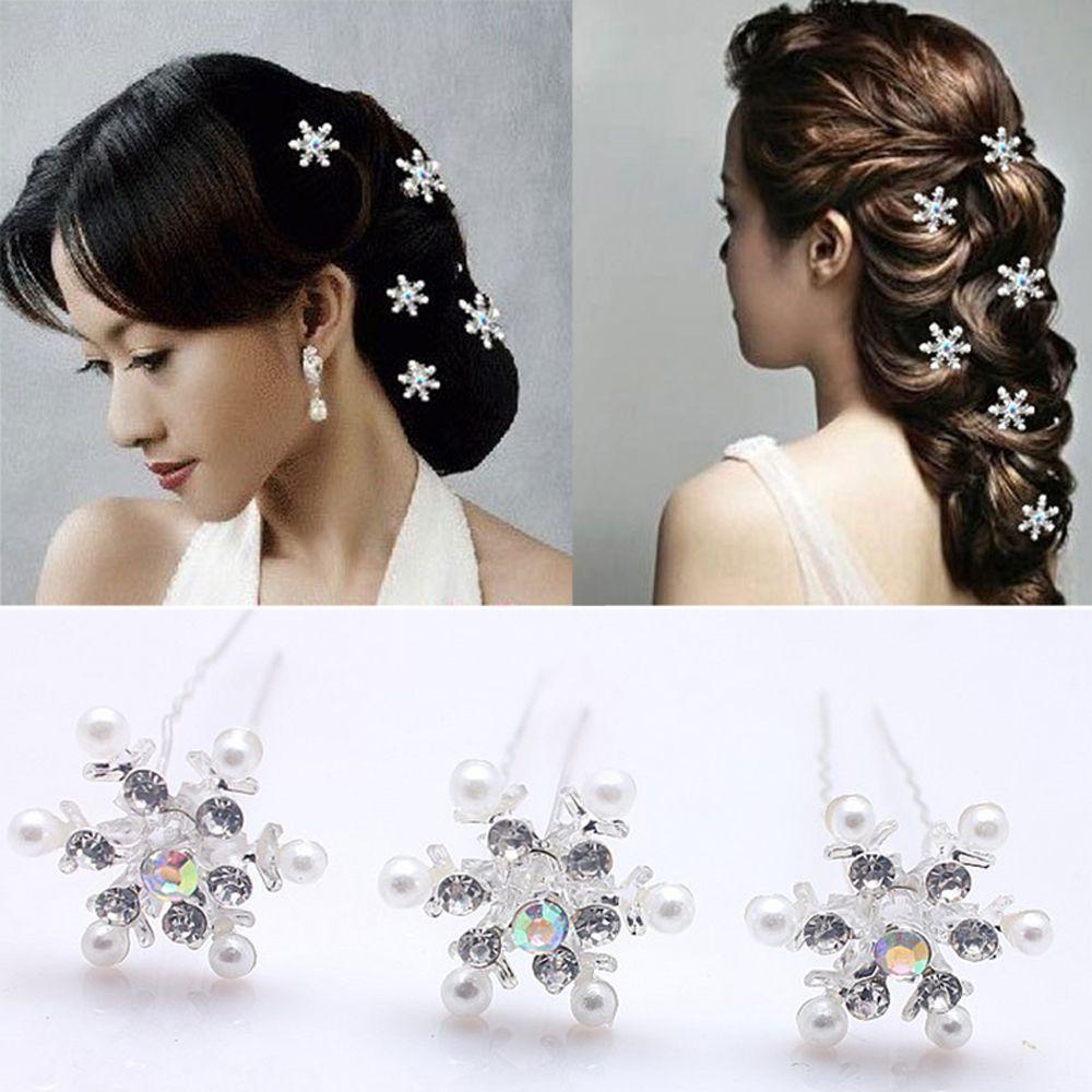 Needway   Jepit Rambut Halus Wanita Bridal Snowflake Headwear