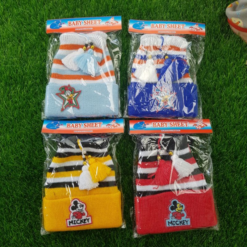 kupluk bayi BABY SHEET,  ropi rajut bayi , kupluk bayi murah , kupluk bayi jambul, kupluk bayi pompom
