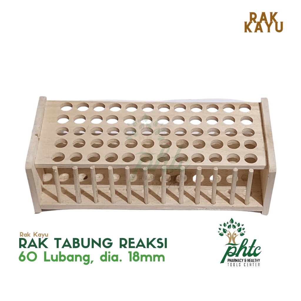 Rak Tabung Reaksi Kayu 60 Lubang