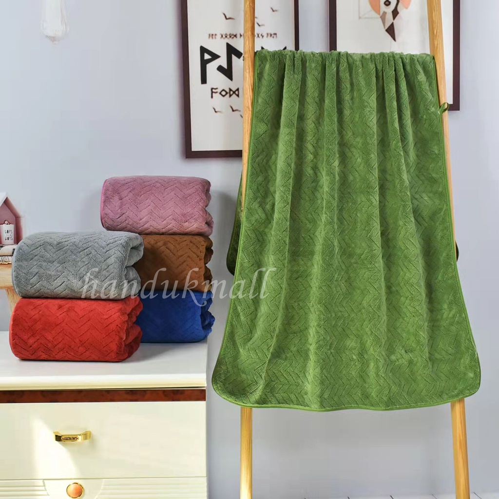 Handuk Mandi 85X170CM Handuk Dewasa Unisex Jumbo Perlengkapan Kamar Mandi Berkualitas Bestseller Handuk Microfiber Lembut Besar Daya Serap Tinggi Halus Murah Embos Zigzag Polos