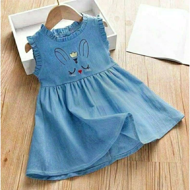 DRESS ANAK JEANS BUNNY /DRESS ANAK PEREMPUAN/DRESS JEANS ANAK