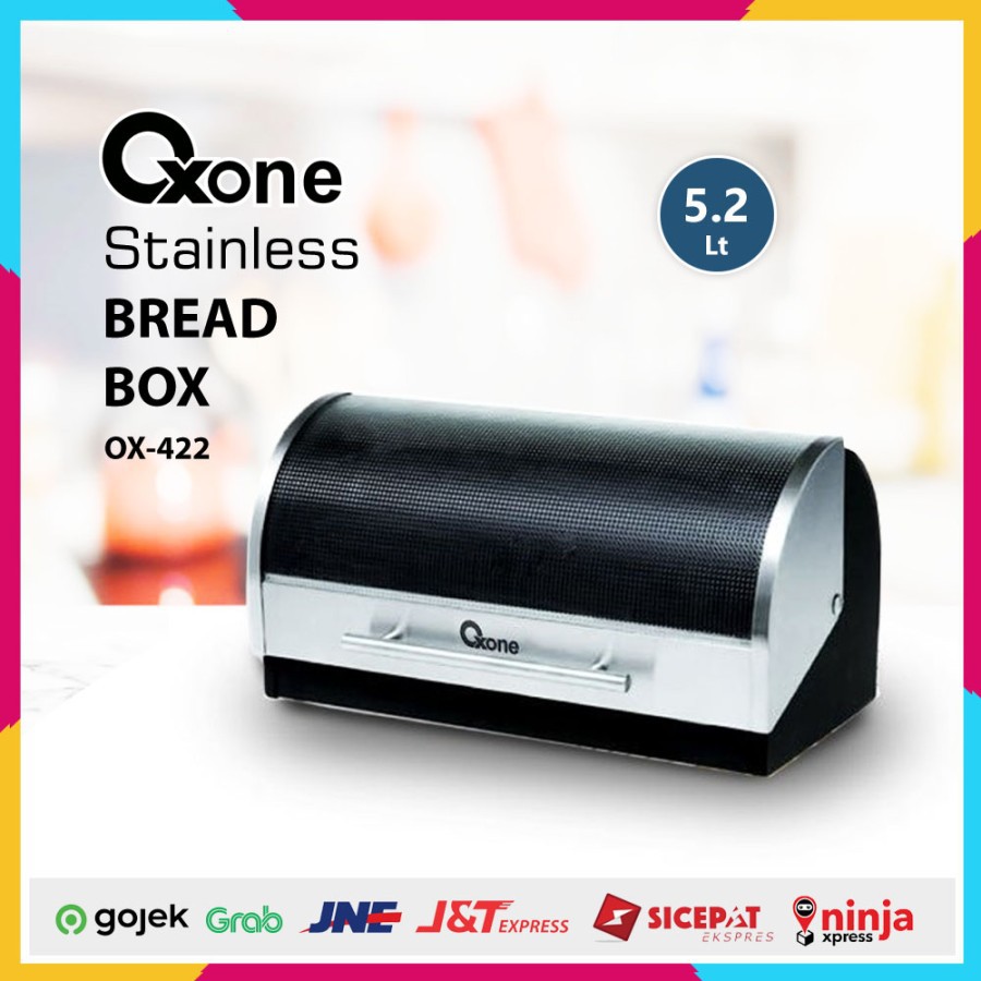 Tempat Roti Oxone OX-422 Stainless Bread Box with Glass Cover