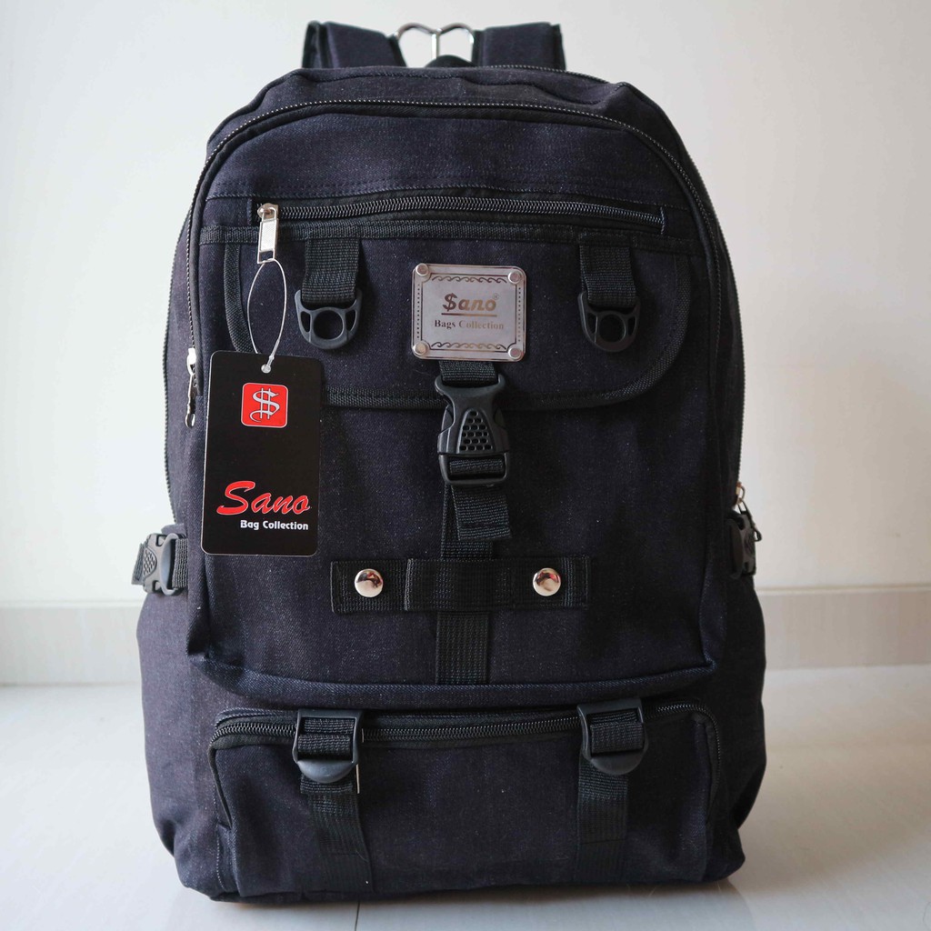 Jual Tas Ransel Punggung Back Pack Distro Navy Jeans Denim Pria Wanita Cowok Cewek Gaul