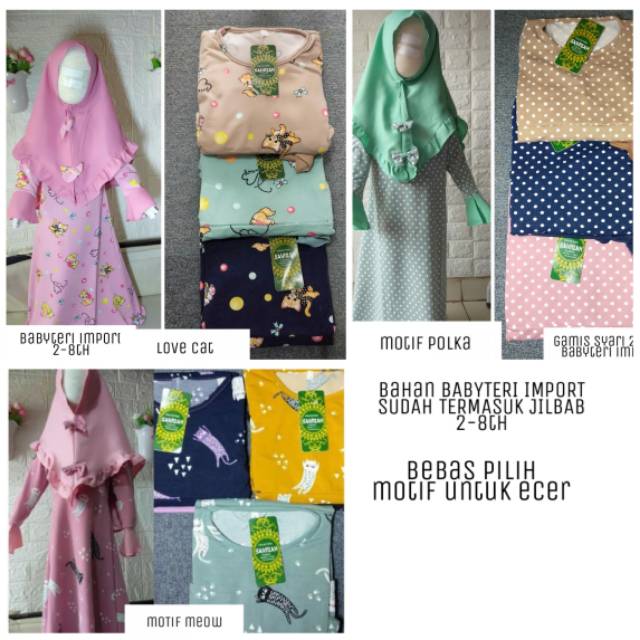 Gamis anak syari babyterri import grosir 2-8th