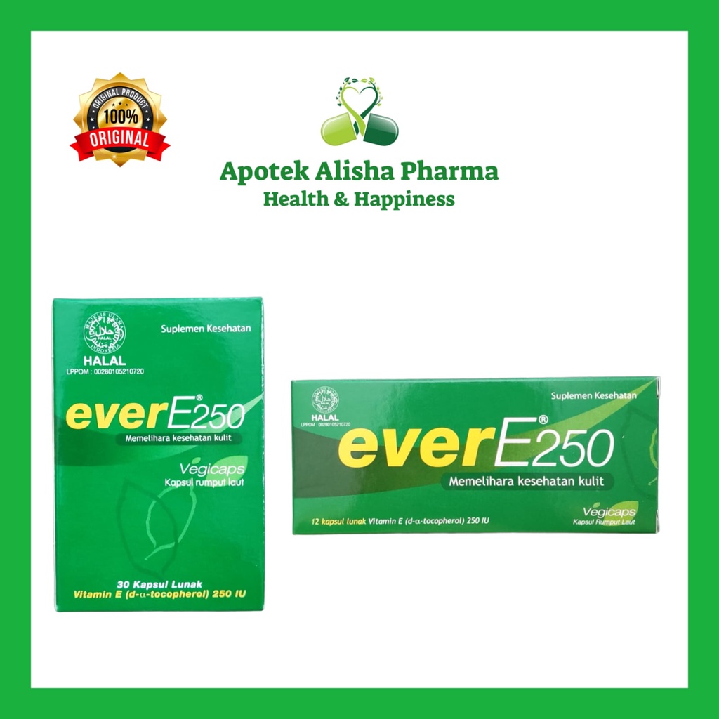 Ever E 250 Soft Kapsul Konimex - EverE Kapsul Suplemen Kecantikan Kulit / Vitamin E Alami Rumput Laut / Promil / Ever-E