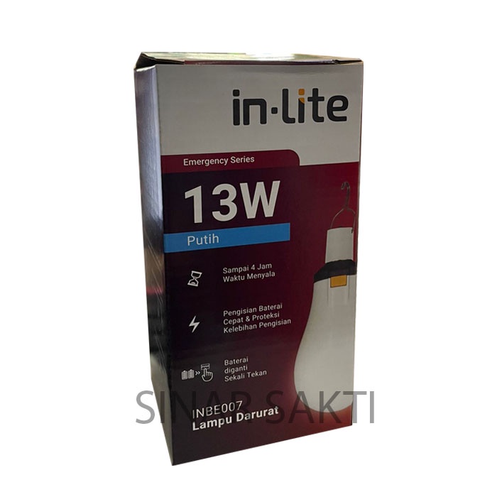 INLITE Lampu Emergency LED 13w 13 Watt 15w 15 Watt + Hanger + Battery INBE007