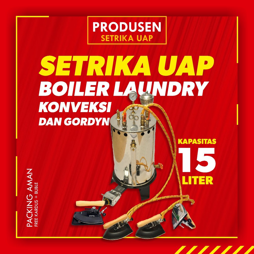 SETRIKA UAP GAS LAUNDRY BOILER 15 LITER 2 KEPALA