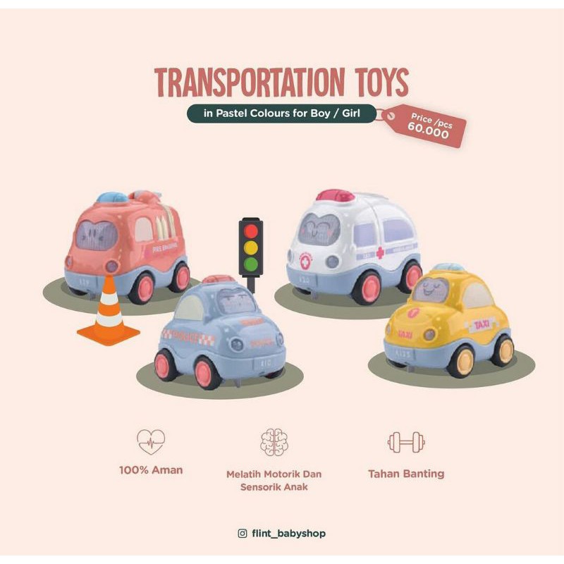 Transportation toys light sound series PASTEL SNI food grade mobil mainan anak kids mrh transportasi