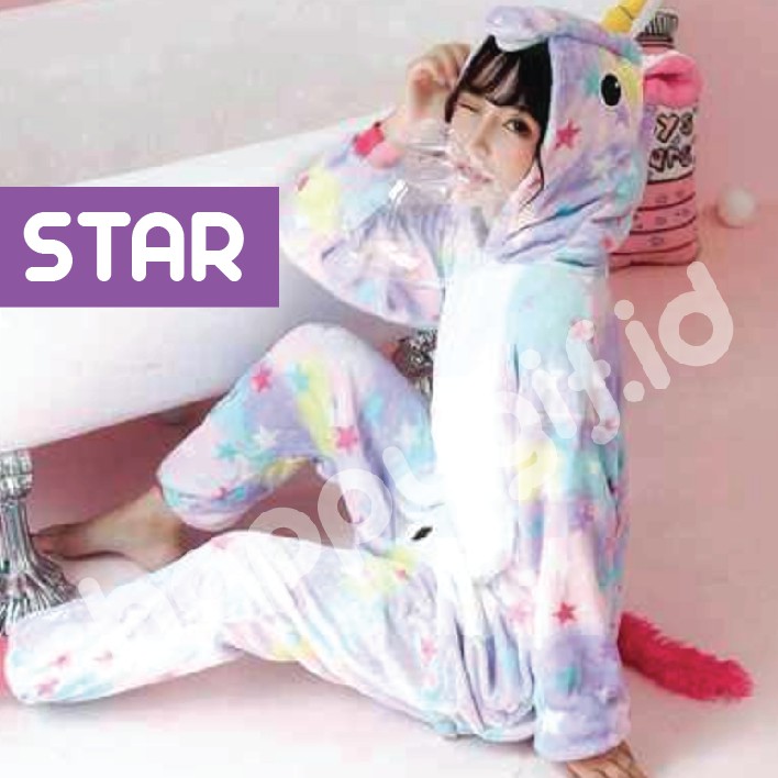 ONESIE UNICORN NEW STAR COSMIC AURORA KARAKTER PIYAMA KOSTUM COSPLAY DEWASA