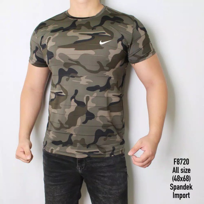 Kaos ARMY PRIA  baju Loreng hijau army tentara gym camo olahraga pria fitness running police cowok