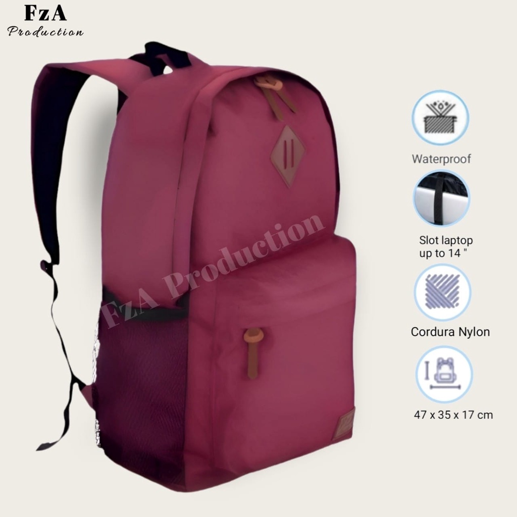 Tas Ransel Punggung Distro Casual Pria Wanita / Tas Ransel Laptop Original FzA FREE Tas Slempang Kulit