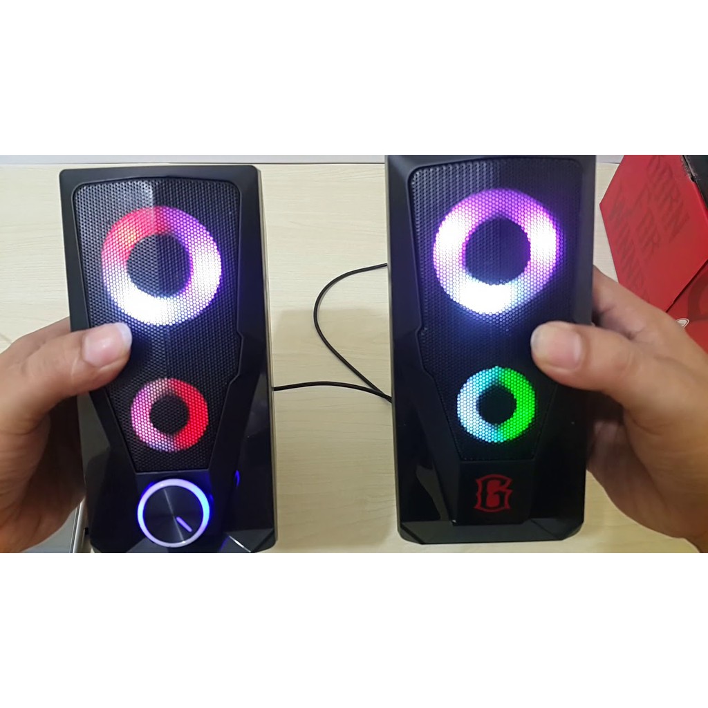 SPEAKER PC / LAPTOP GAMING ESPORT RS200 STEREO BASS RGB FLOW LIGHTING EFFECT MANTAP BETUL LAH BOSS