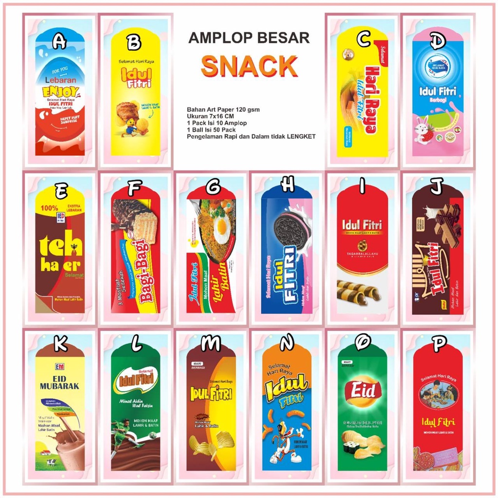 Amplop Lebaran motif snack