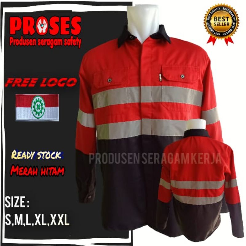 BAJU SAFETY KOMBINASI MERAH HITAM