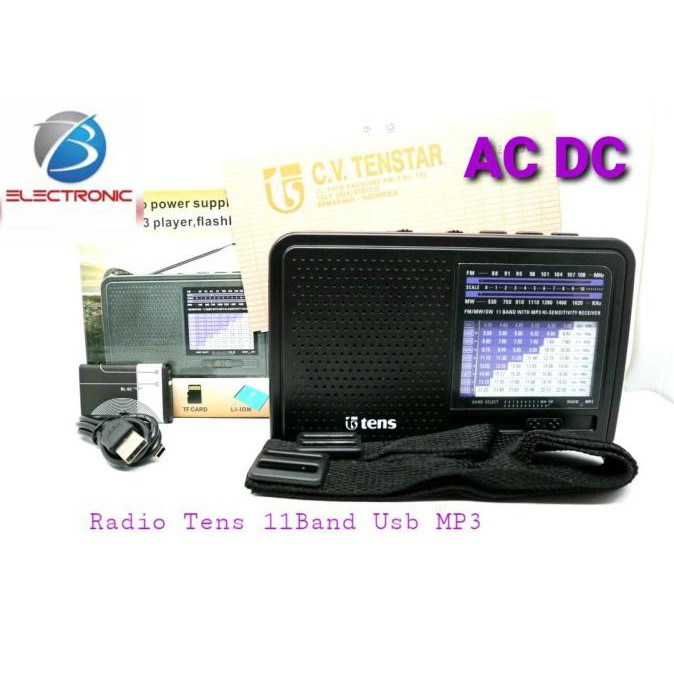 Koko1_Shopp | Tens Radio 11 Band Ac/Dc Micro Sd/Usb Mp3 Tens Tsr-823 Am Fm