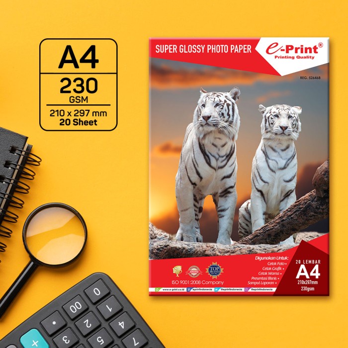 

Senikertas- Kertas Foto E-Print Glossy Paper Alumunium Pack 230Gsm -Kertas-Seni.