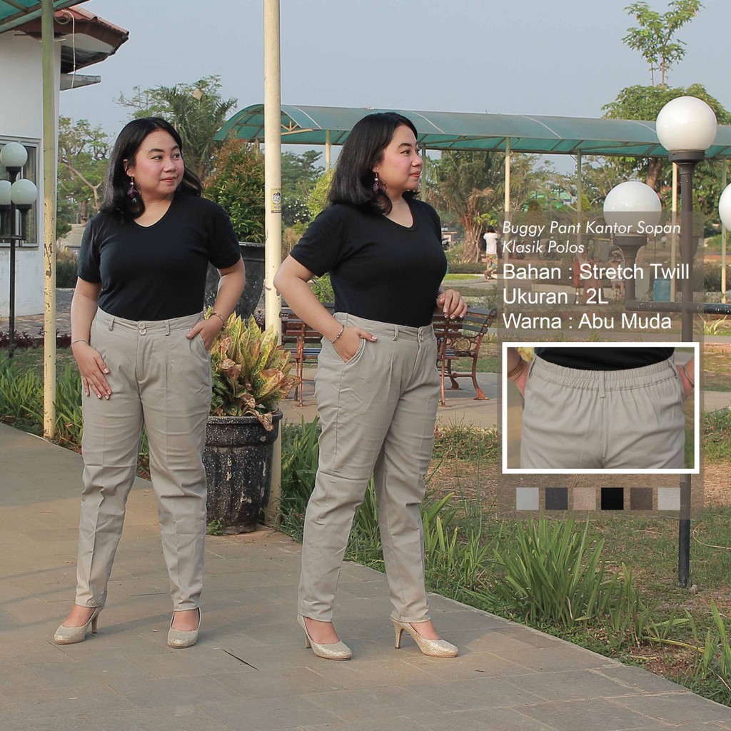 CELANA BIG SIZE XXXL XXXXL XXXXXL XXXXXXL JUMBO BAGGY PANTS RESLETING CREAM MOCA CAPUCINO ABU HITAM / Celana Kerja Jumbo / Celana Kantor Big Size Wanita / Celana Bahan Formal Super Big / Celana Karet Kekinian Model Seragam Terbaru