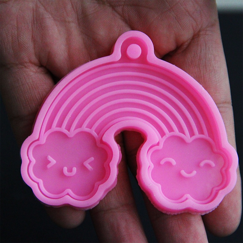 Siy Cetakan Liontin Epoxy Bentuk Awan Pelangi Bahan Silikon Untuk Gantungan Kunci DIY