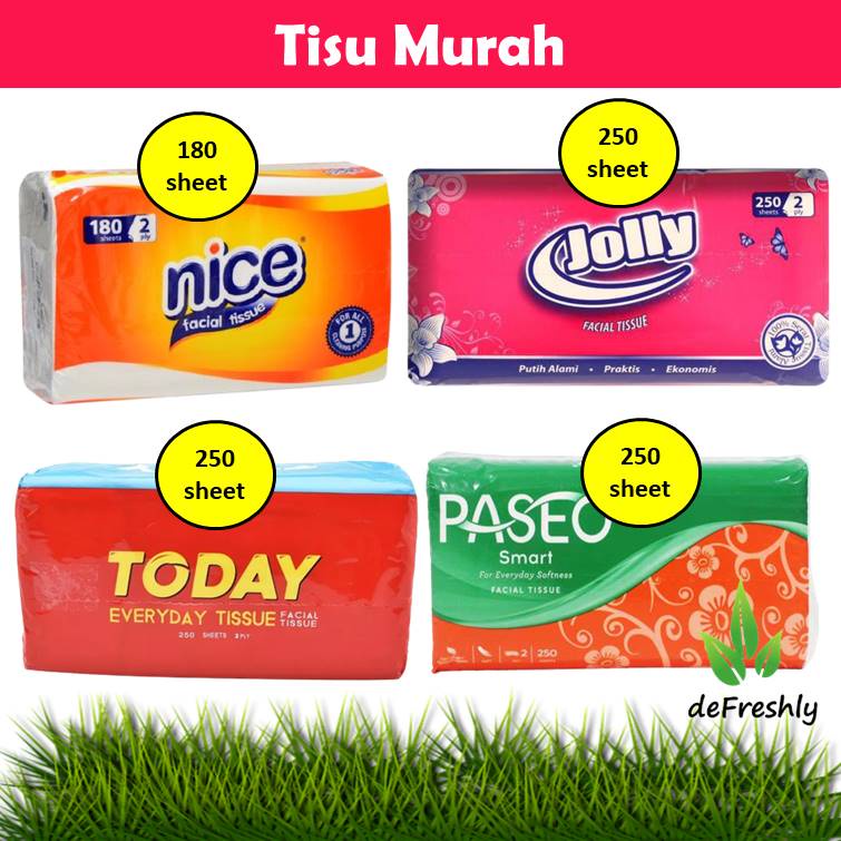 Tisu tissue Facial Tissu 2ply | nice 180 sheets  - JOLLY 200 - Jolly 250 - Paseo 250 - Pop Up