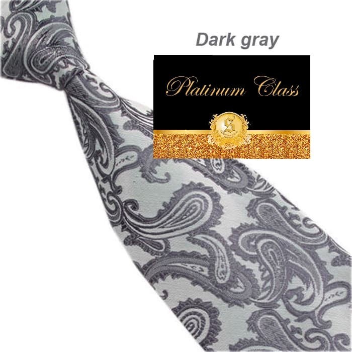 Dasi Pria dasi batik import pria besar warna abu silver dark grey platinum class - instant velcro(N1
