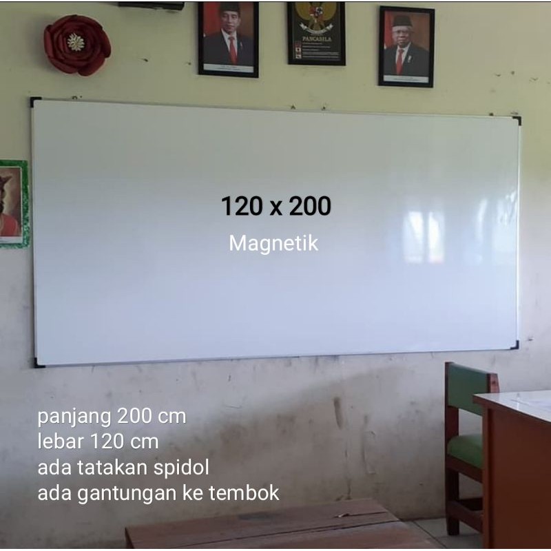 

Whiteboard besar 120 x 200 cm papan tulis gantung magnet