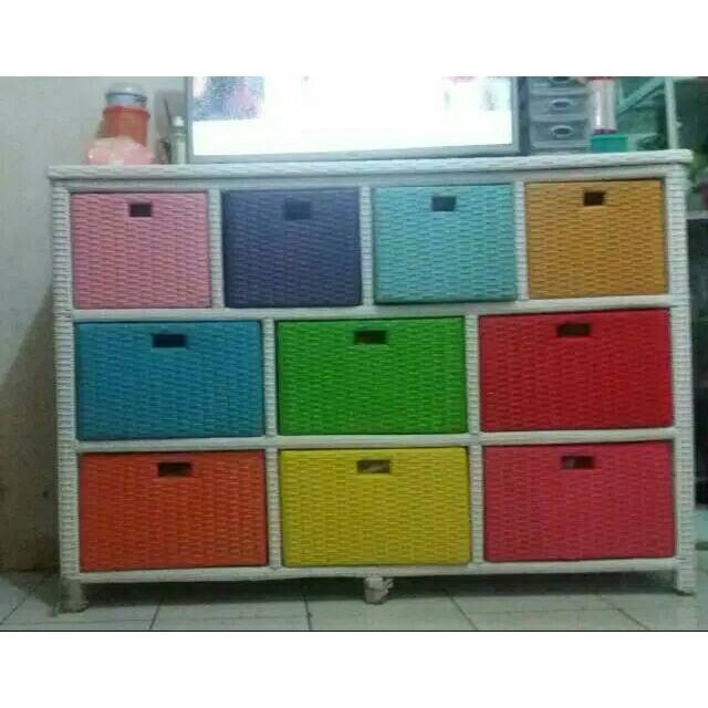 Lemari laci 10 rotan sintetis