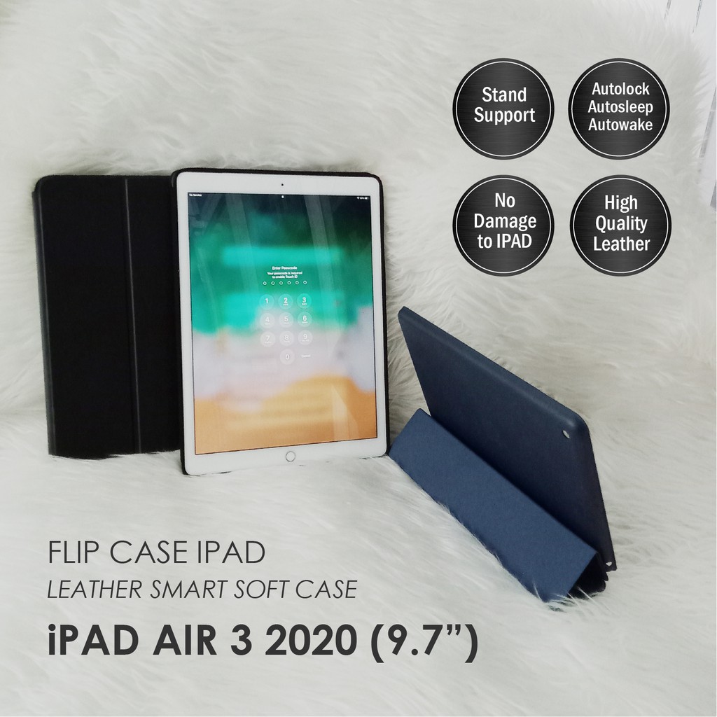 CASE IPAD AIR 3 10.5 INCH ORIGINAL LEATHER SMART CASING STAND SOFT COVER CASE KULIT PACKING IMPORT