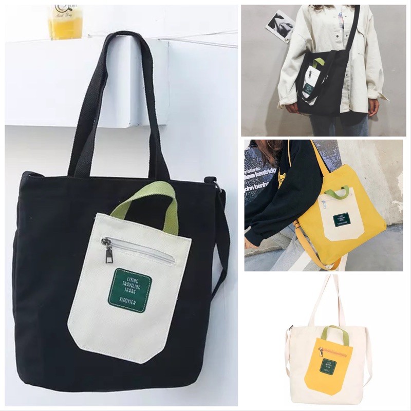 Tas totebag KPOP KTG selempang wanita kanvas fashion korea import