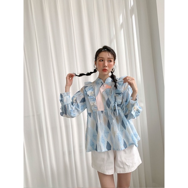 Blue Duck Blouse / Baju Atasan Wanita Busui Import