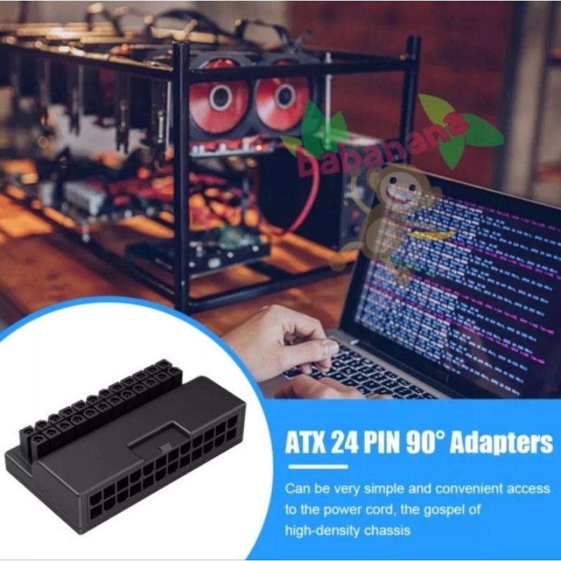 ATX 24 PIN MOTHERBOARD 90 DEGREE PREMIUM ADAPTER ELBOW SIKU MOBO 24PIN WITH BUILT-IN FILTERING CAPACITOR