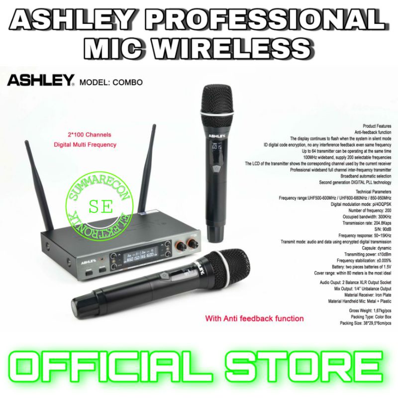 mic wireless original ashley combo microphone karaoke