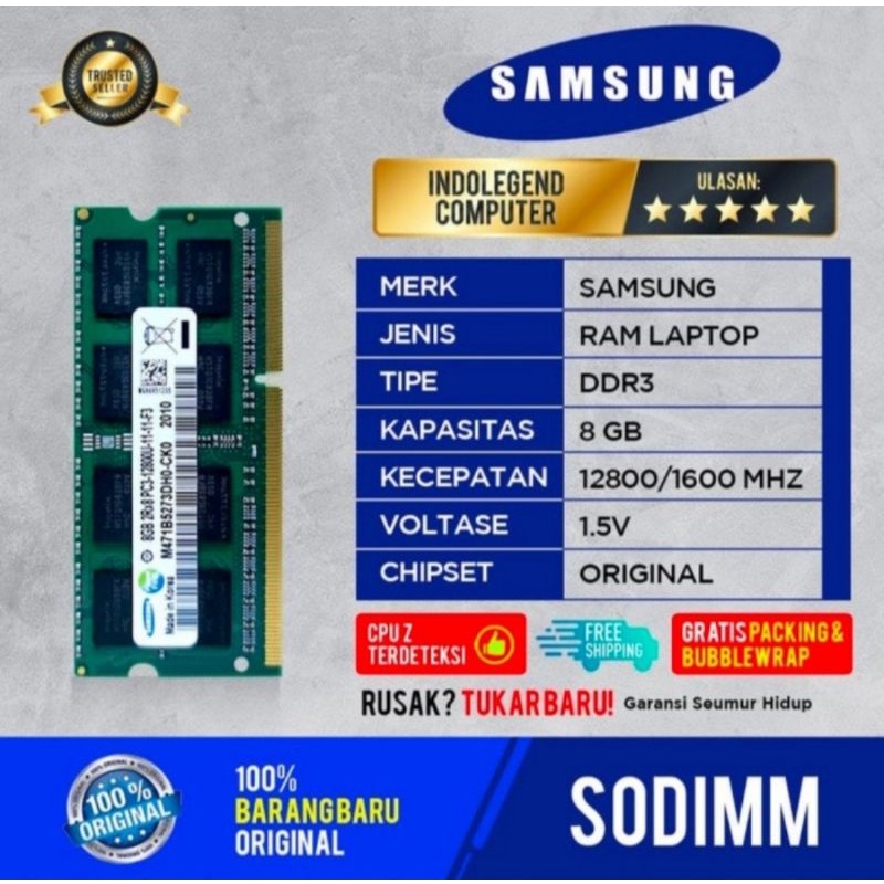 RAM SAMSUNG SODIM DDR3 8GB NON L PC12800