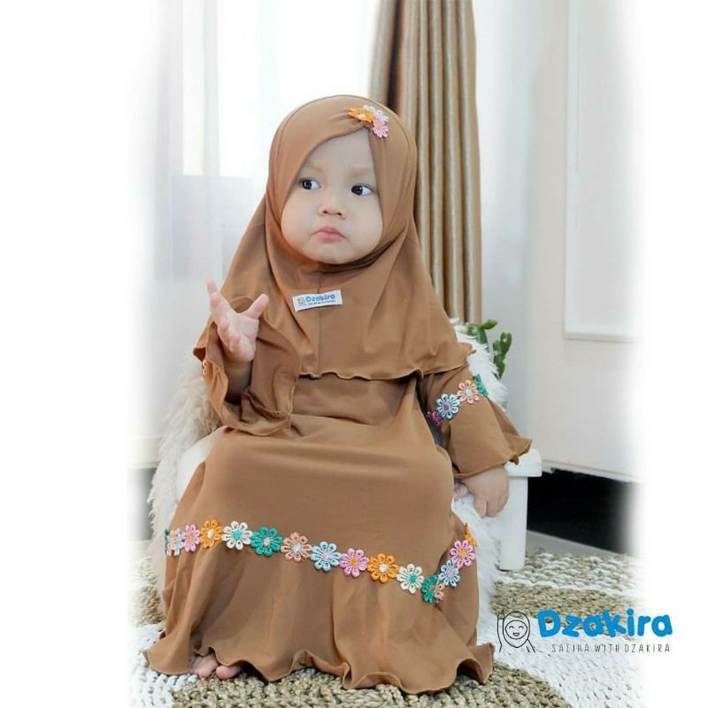 Gamis Bayi Perempuan Newborn 0-18 bulan Baju Muslim Anak Free Jilbab Pakaian Anak Perempuan