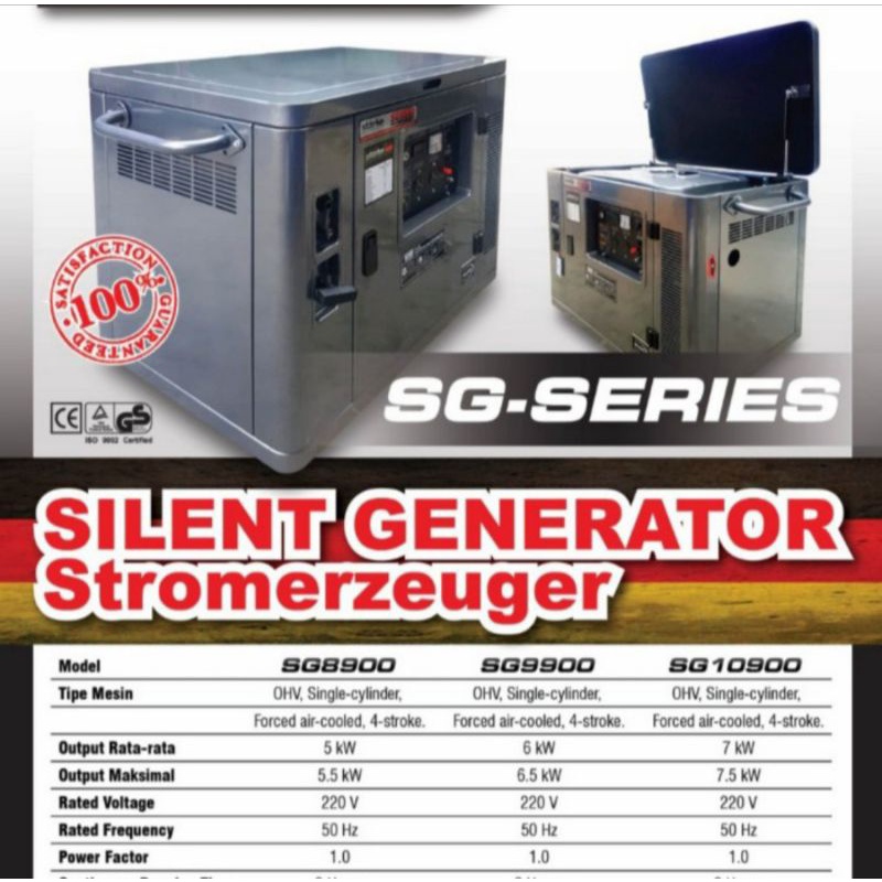 Genset Silent Starke SG8900 SG 8900 5000 Watt Maksimal 5500 Watt