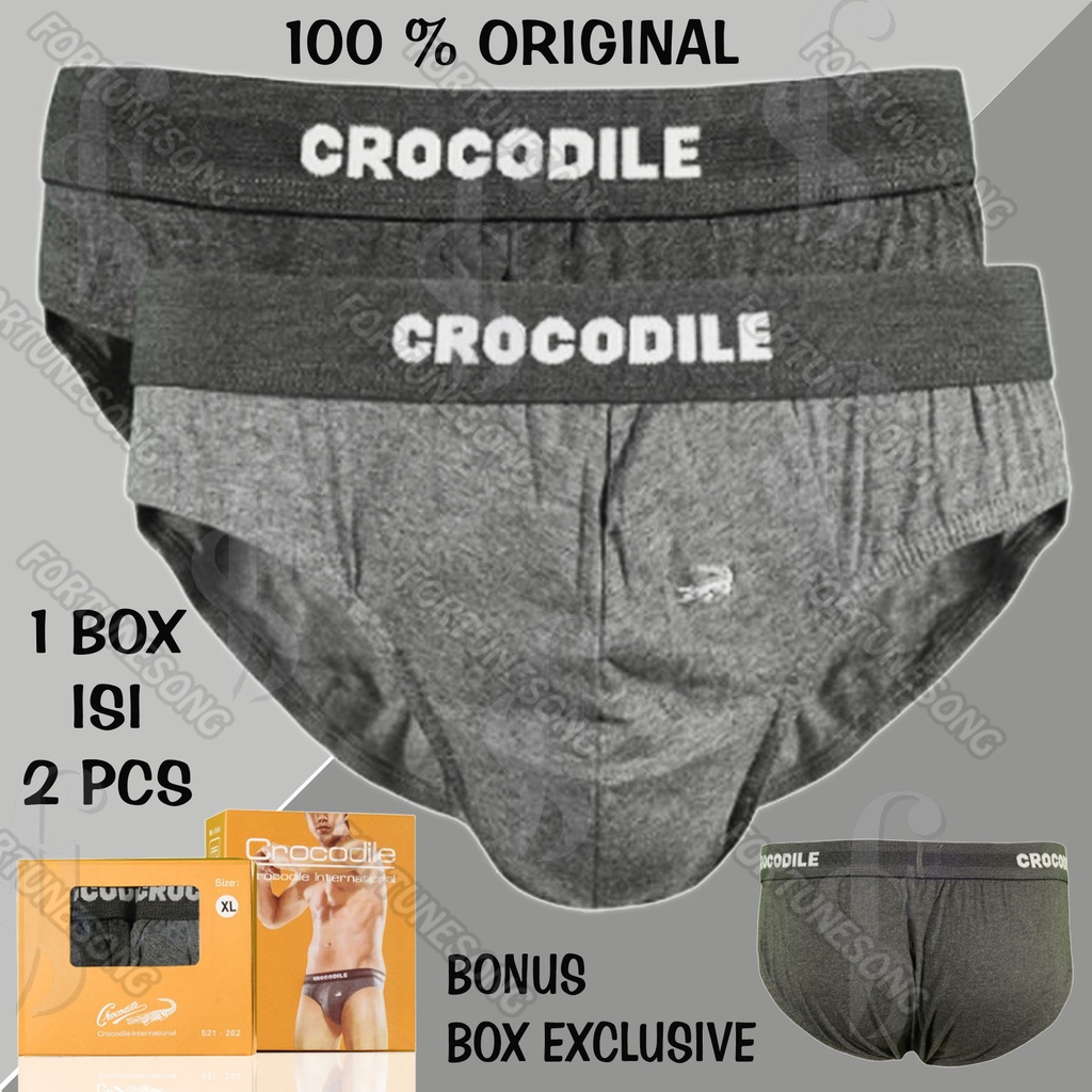 Crocodile Original - 2 Pcs Celana Dalam Pria Crocodile Sport Box Kuning Brief - CD Pria Crocodile Original (1 box isi 2 pcs)