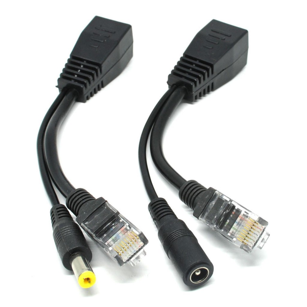 Passive PoE Power Over Ethernet Cable with Male &amp; Female Power Plug