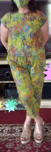 Setelan Batik Cap Smoke Kontemporer Asli Solo | Free Masker Motif Sama | Setelan Gendhis