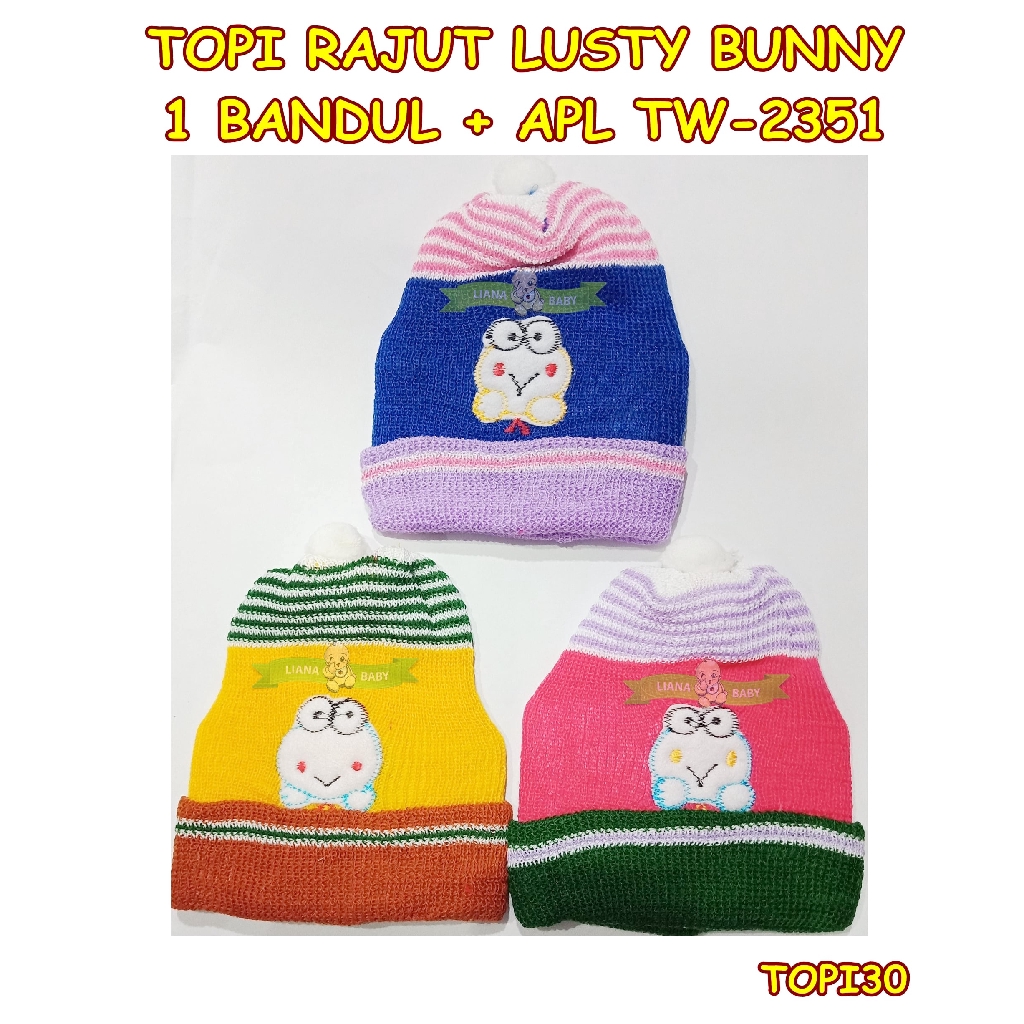 TOPI30 TOPI BAYI LUSTY BUNNY TOPI RAJUT 1 BANDUL TW-2351