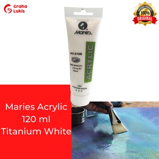 MARIES ACRYLIC 120 ML - TITANIUM WHITE / BLACK - CAT AKRILIK MARIES 120ML TITANIUM WHITE / BLACK