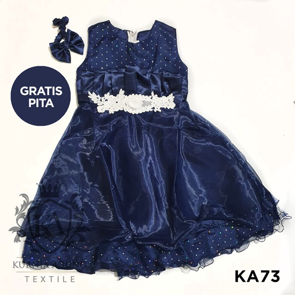 Gaun Bayi 0 6 Bulan Warna Navy Import Set Pita Mewah Korea Baju Pesta Baby 6 12 Bulan Model Terbaru  KA73