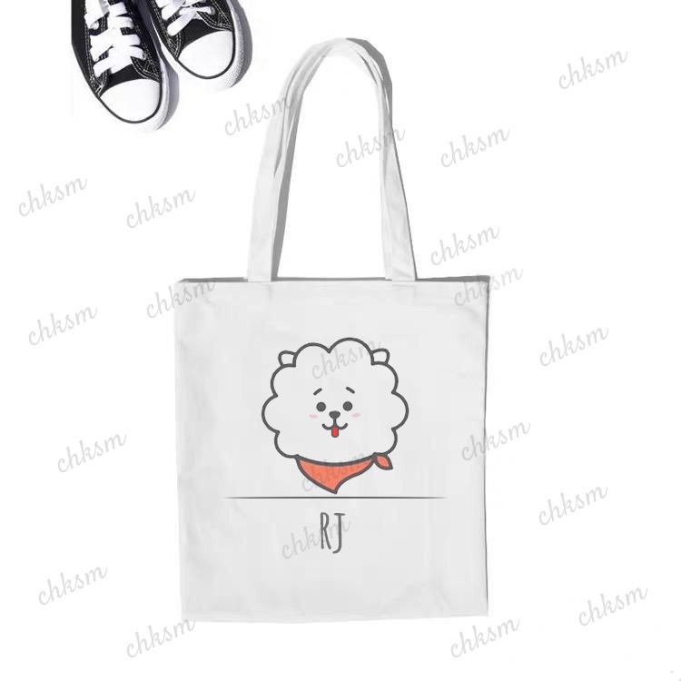 Tas Tote Bag Karakter BT21 boneka Kpop Totebag BTS Gaya Korea Trend (RSL) NR