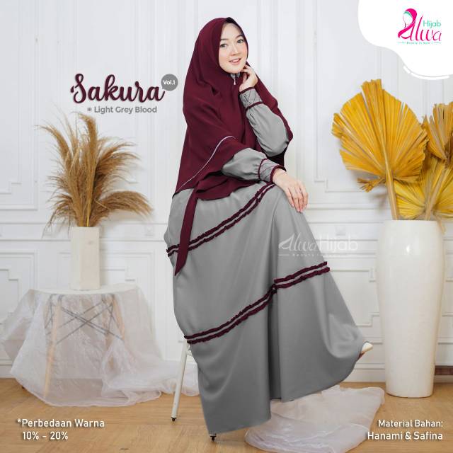 GAMIS SAKURA 1 SET KHIMAR II NON SET  || ALWA HIJAB