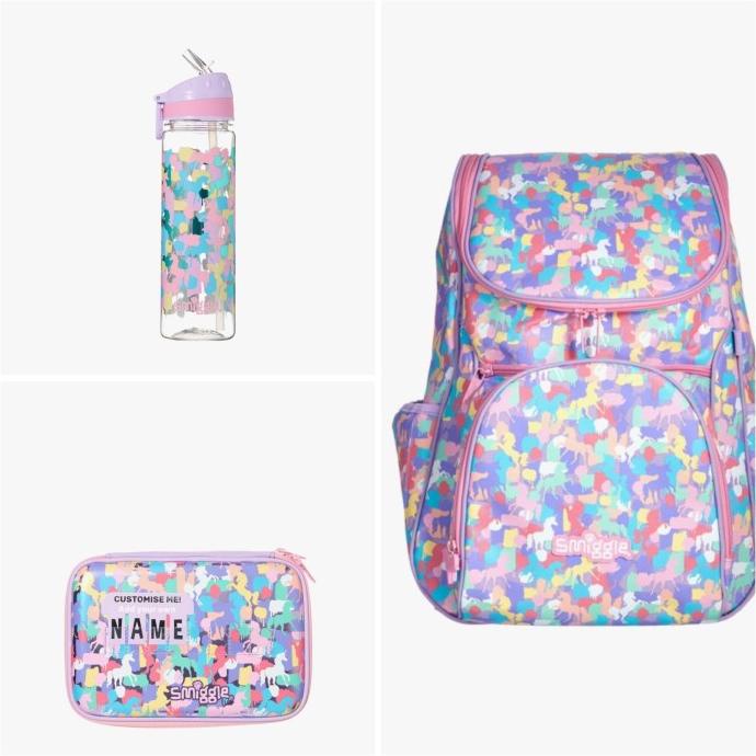 

Smiggle Set Backpack + Bottle + Pencil Case Unicorn Illusion Original