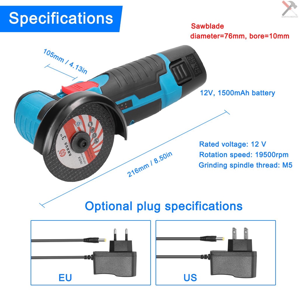 Alat Gerinda Elektrik Mini Multifungsi 15000rpm Untuk Potong / Poles Keramik / Kayu / Batu / Baja(Baterai dan charger tidak termasuk)