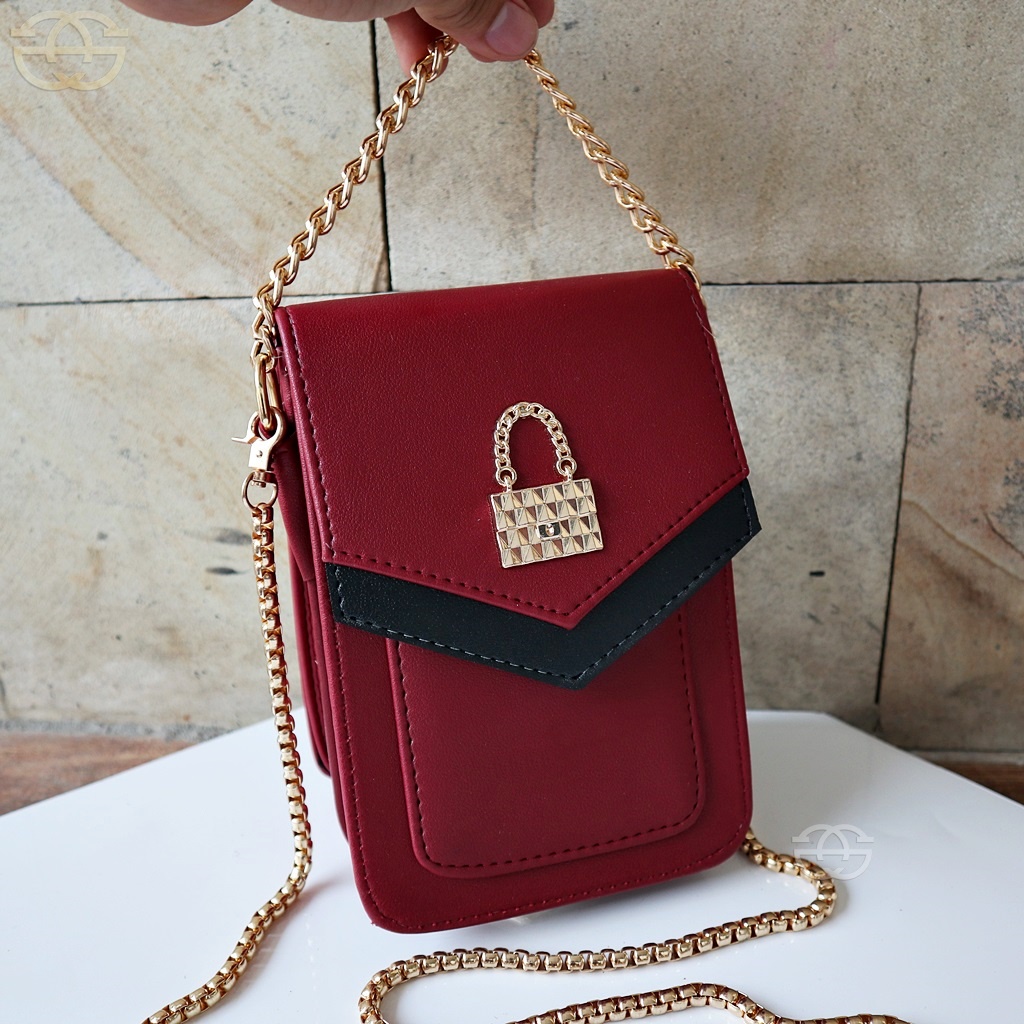 Tas wanita selempang Hp logo bag Sling bag Handphone korea 6837 THR