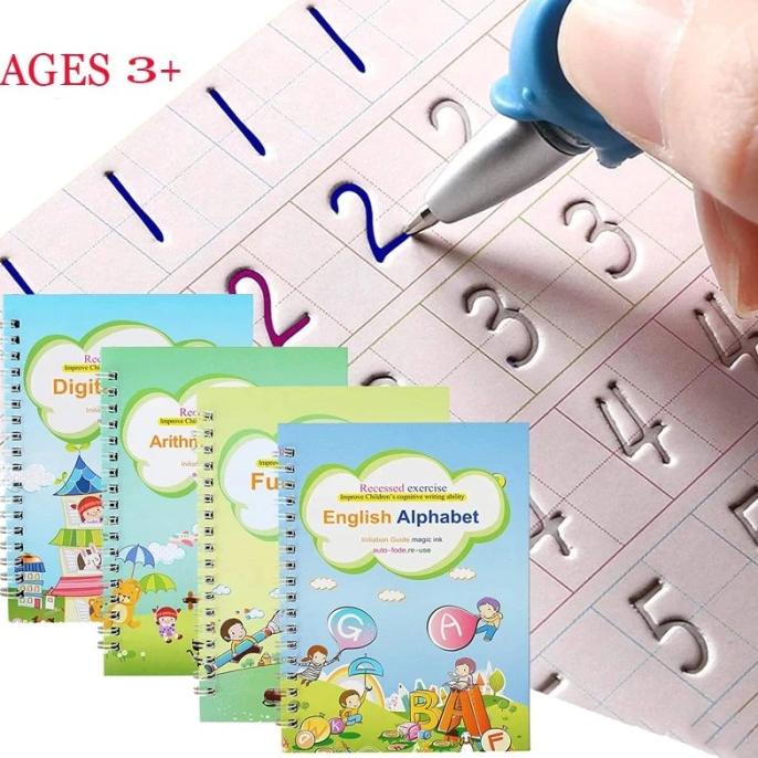 

[BISA COD] 1set 4 Buku Magic Pratice Book Buku Anak Belajar Menulis Buku 3D