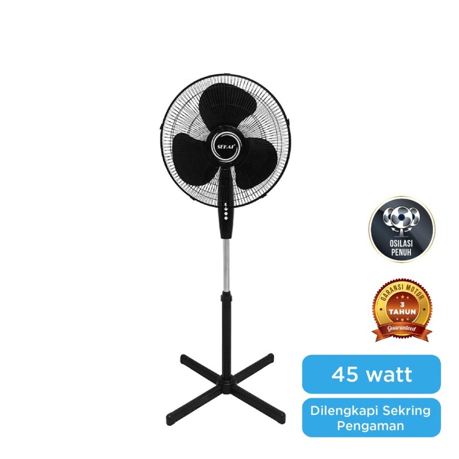 Sekai SFN1620 Stand Fan 16 inch Kipas Angin Tumpu Berdiri 45 Watt