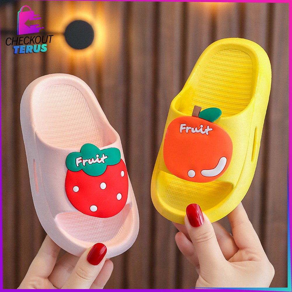 CT S43 Sandal Anak Slip On Motif Buah Selop Karakter Lucu Sendal Anak Perempuan Laki Laki Slippers Kids Cute Baby Import