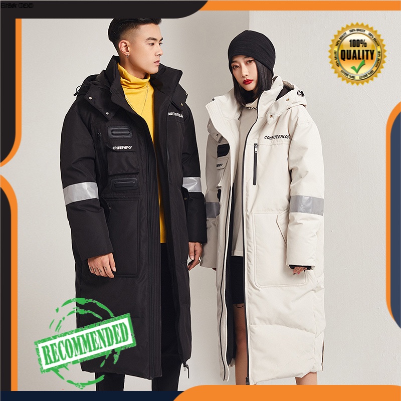 Jaket Pria Panjang Atas Lutut 2021  Korea  Pasangan Tee  Menebal pakaian Kerja Hangat Mantel Fashion